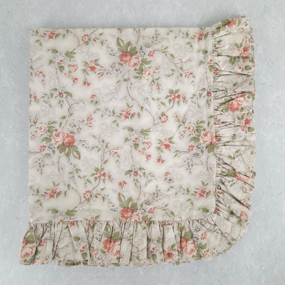 VTG Ralph Lauren Euro Sham Cotton Floral Ruffle Cottage English Country Romantic
